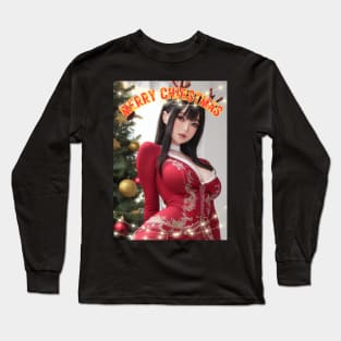 Merry Christmas Anime Girl Cosplay Xmas Cute Christmas Girl Long Sleeve T-Shirt